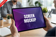 Digital Tablet On Wooden Desk PSD, an iPad Mockup by Bruno's Shop (Thumbnail 1 of 3)