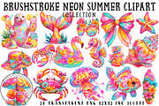 Brushstroke Neon Summer Clipart, an Illustration by OK Design (Thumbnail 1 of 6)