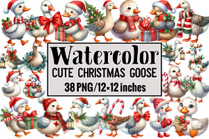 Cute Christmas Goose, an Illustration by Design Market