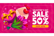 Valentines day sale banner 50percent, an Illustration by Vector Tradition (Thumbnail 3 of 3)
