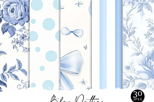 Blue Patterns Digital Paper, a Pattern Graphic by Design Scotch