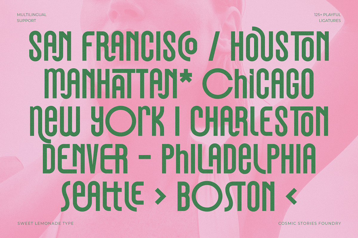 Sweet Lemonade Display Ligature Font, a Sans Serif Font by Cosmic Stories Foundry (Photo 9 of 25)
