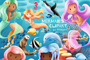 Mermaid-Sea Creature PNG Clipart Set, an Animal Illustration by Art by Angele G (Thumbnail 1 of 4)