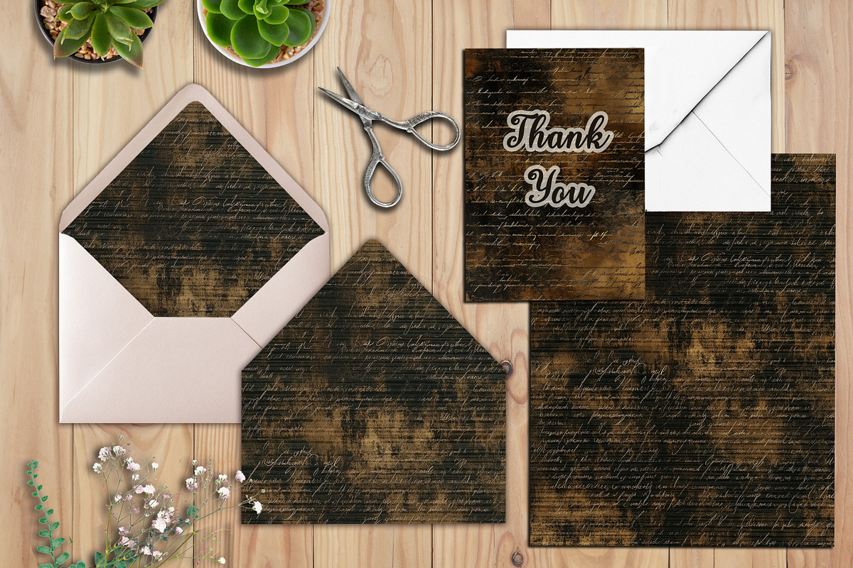 Distressed Dark Antique Script Paper, a Background Graphic by V Design Creator (Photo 5 of 12)