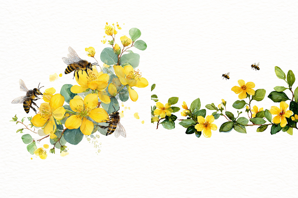 Spring Bees Border Clipart, an Illustration by Designworld (Photo 5 of 6)