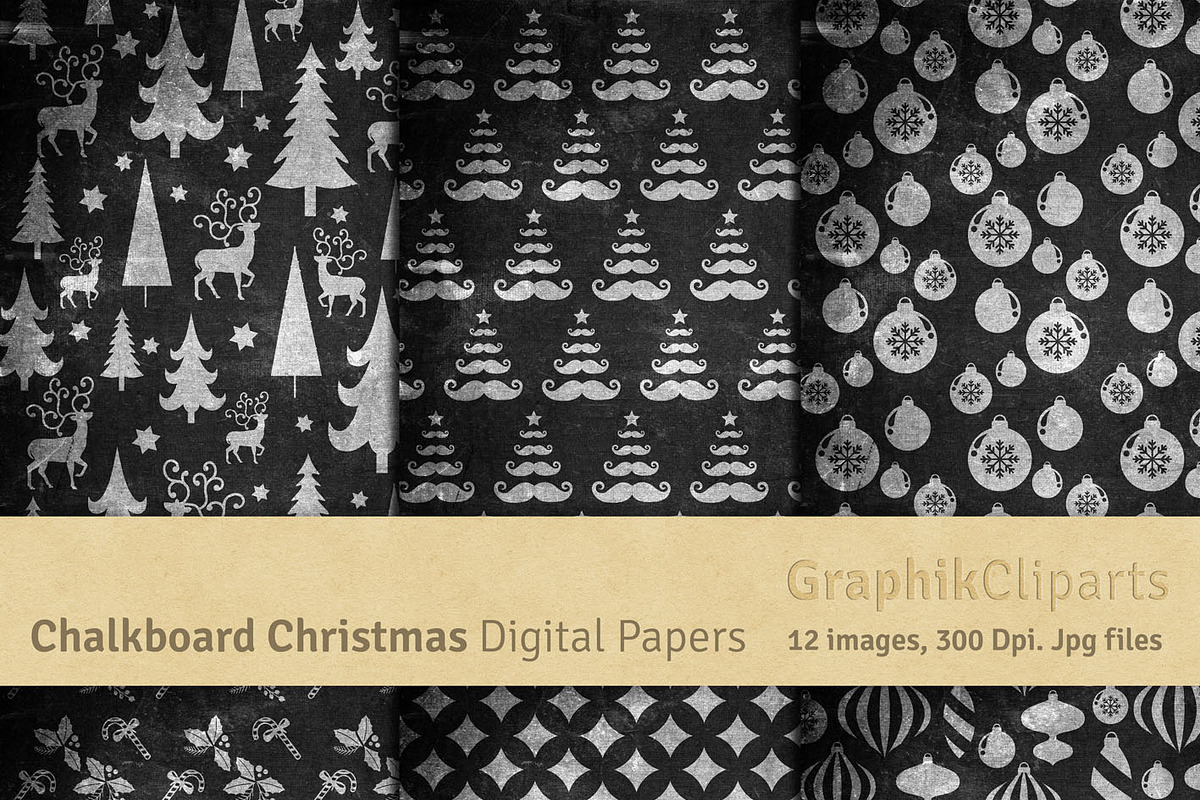 Chalkboard Christmas Digital Papers, a Texture Graphic by Chus Moreno Studio (Photo 2 of 3)