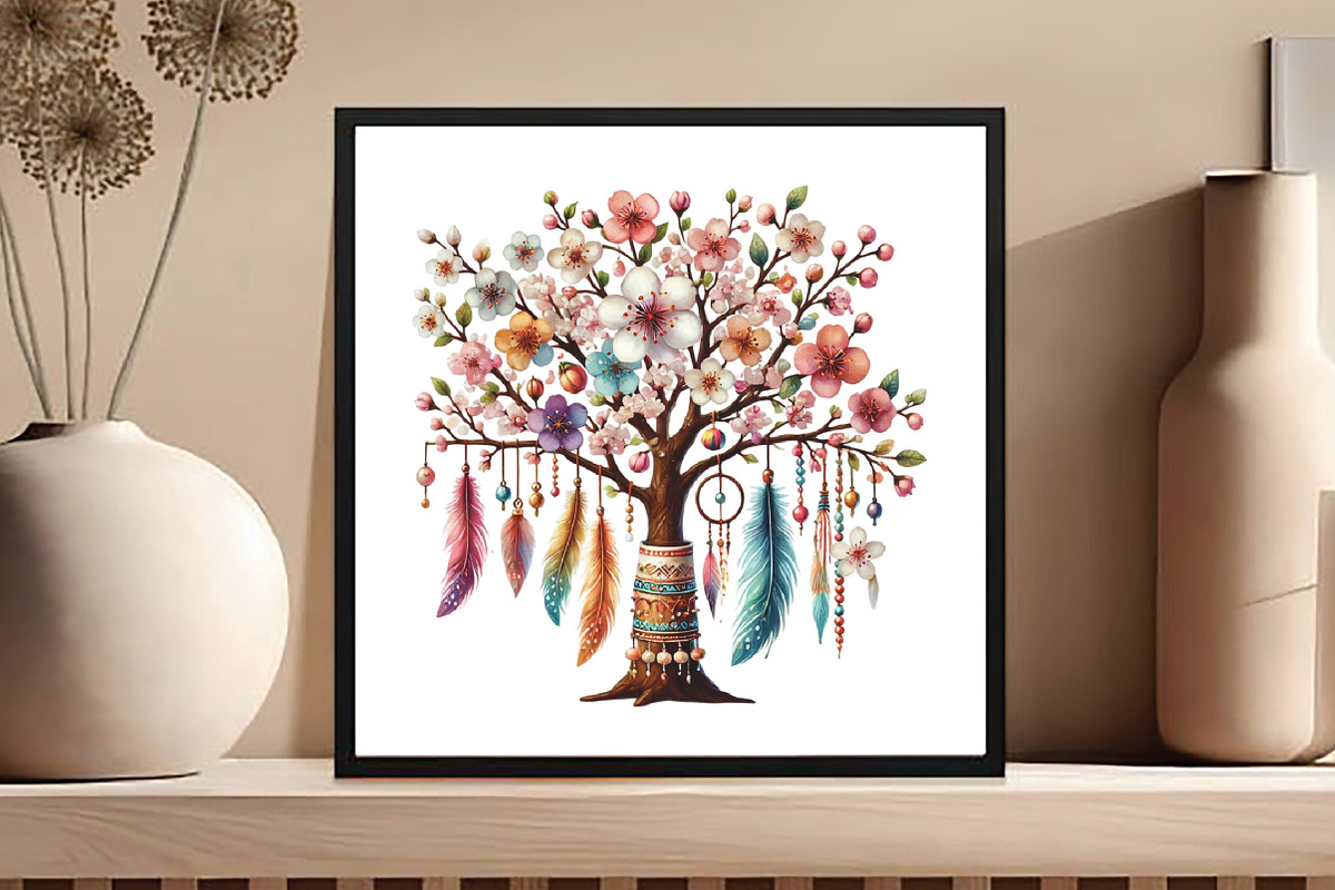 Watercolor  Boho Spring Clipart, an Illustration by DreamCafeArt (Photo 5 of 5)