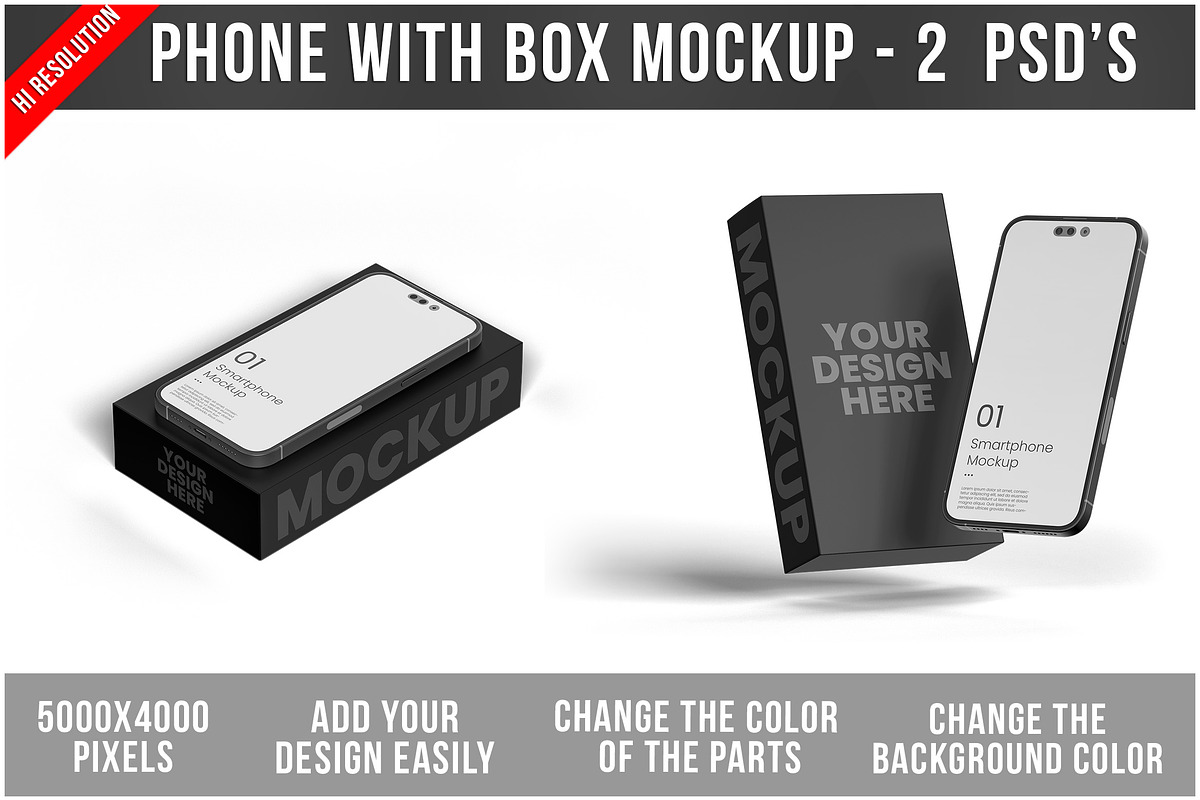 Phone with Box Mockup psd, an Android Mockup by Bruno's Shop (Photo 1 of 4)