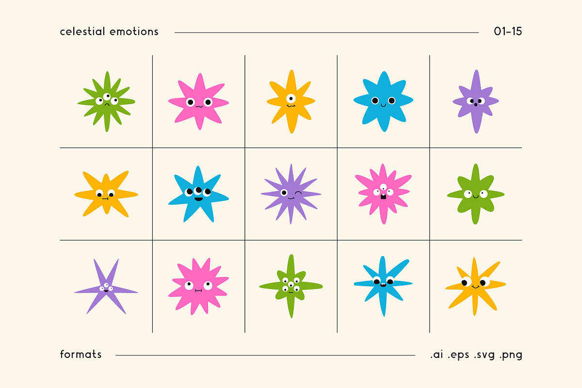 Celestial Emotions | Vector Shapes, an Object Graphic by stasylionet (Photo 2 of 8)