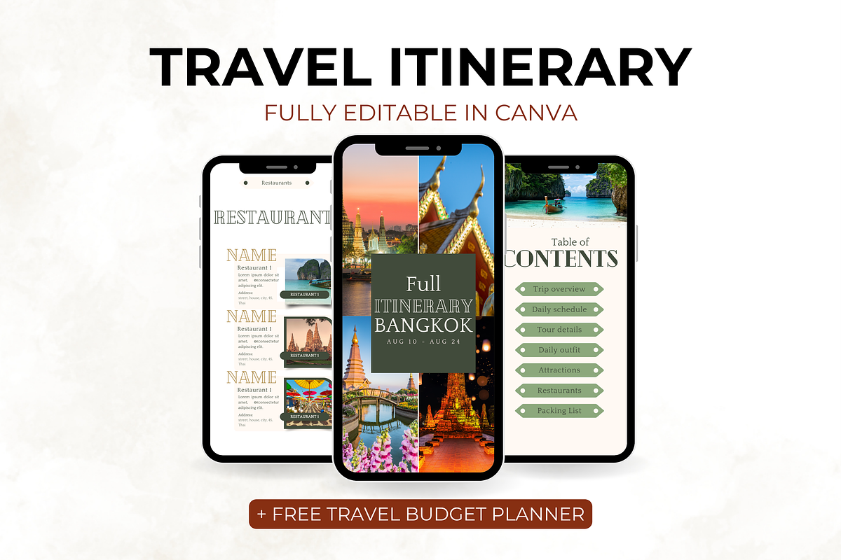 Mobile Travel Itinerary Template, a Templates & Theme by Digital By Nikoleta (Photo 1 of 9)