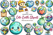 Cute Earth Clipart Sublimation, an Illustration by CreationArt (Thumbnail 1 of 5)