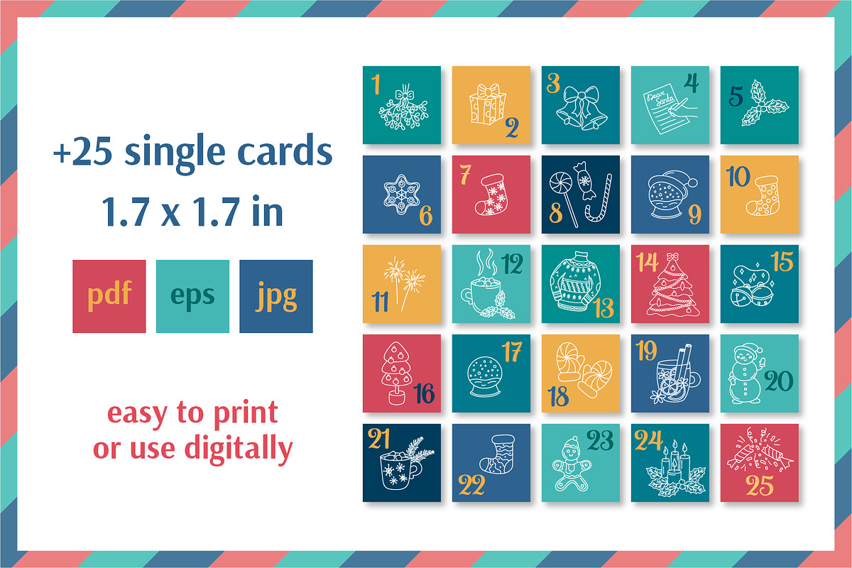 Christmas Advent Calendar Vector, a Card Template by AnnaViolet_store (Photo 4 of 12)