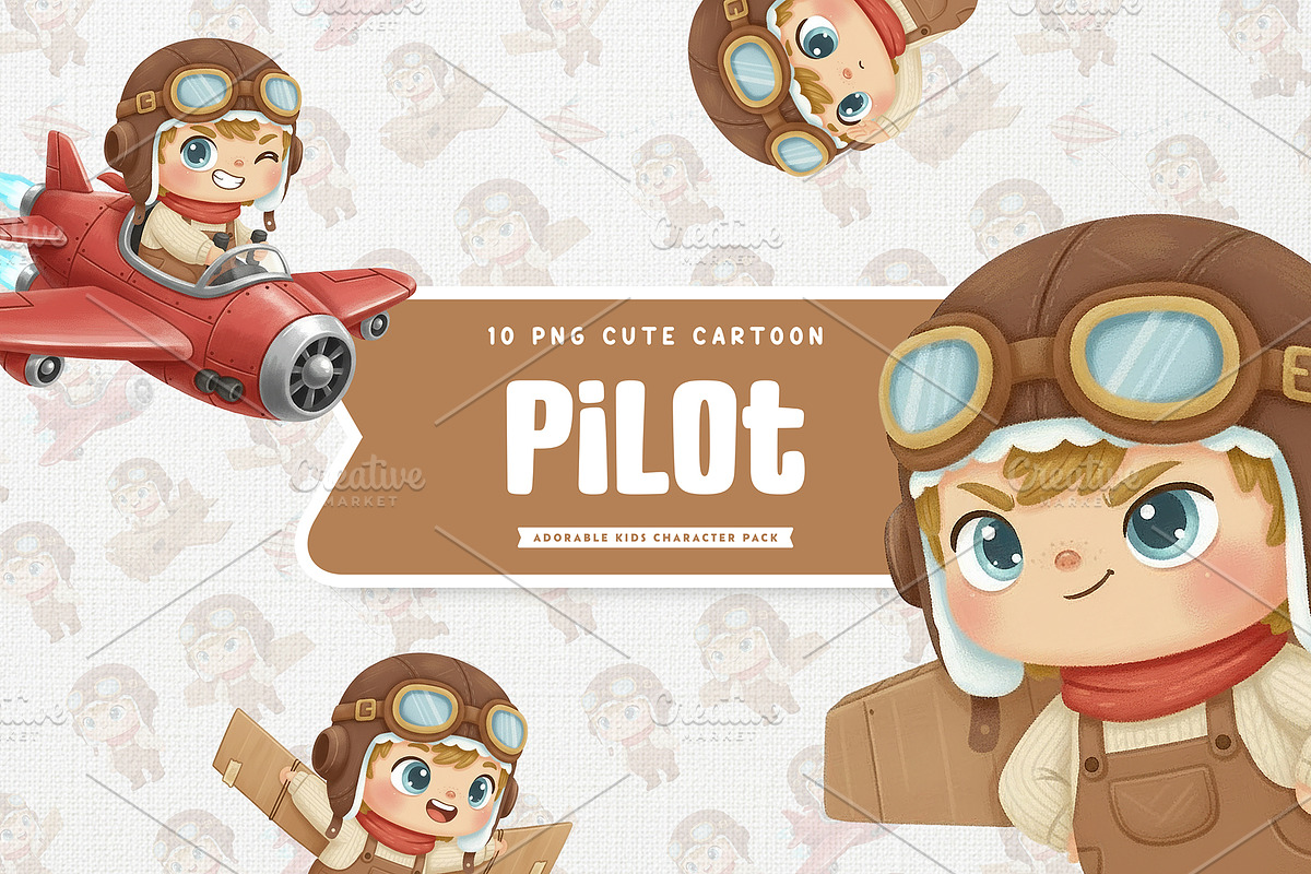 Playful Pilot Kid Cute Character, a Work Illustration by Gohsantosa (Photo 1 of 4)