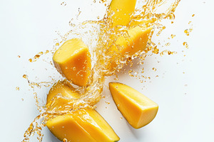 Mango and mango slices with mango wa, a Food & Drink Photo by Pixeness Studio