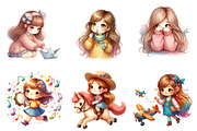 Cute Girl Playing Clipart, an Illustration by DreamArtGraphic (Thumbnail 4 of 4)