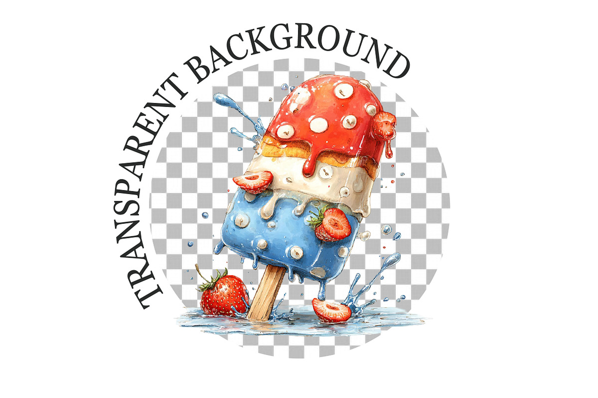 Whimsical Patriotic Ice Cream Clipar, a Seasonal Illustration by Rose Art (Photo 6 of 6)
