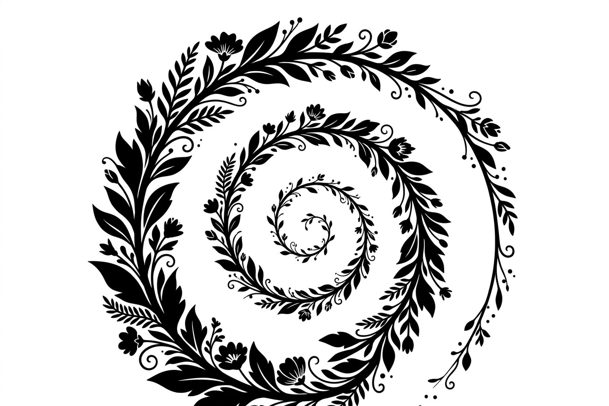 50 Elegant Floral Leaf Spiral Frame, a Decorative Illustration by Amazin_art (Photo 28 of 41)