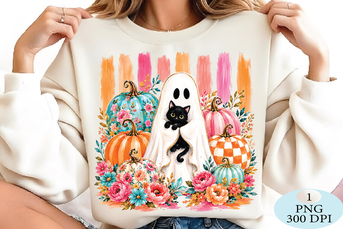 Striped Halloween Ghost PNG, a Seasonal Illustration by Daily.Designs (Photo 2 of 5)
