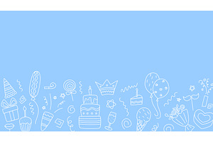 Blue horizontal banner for birthday, a Food Illustration by Tati_Kli