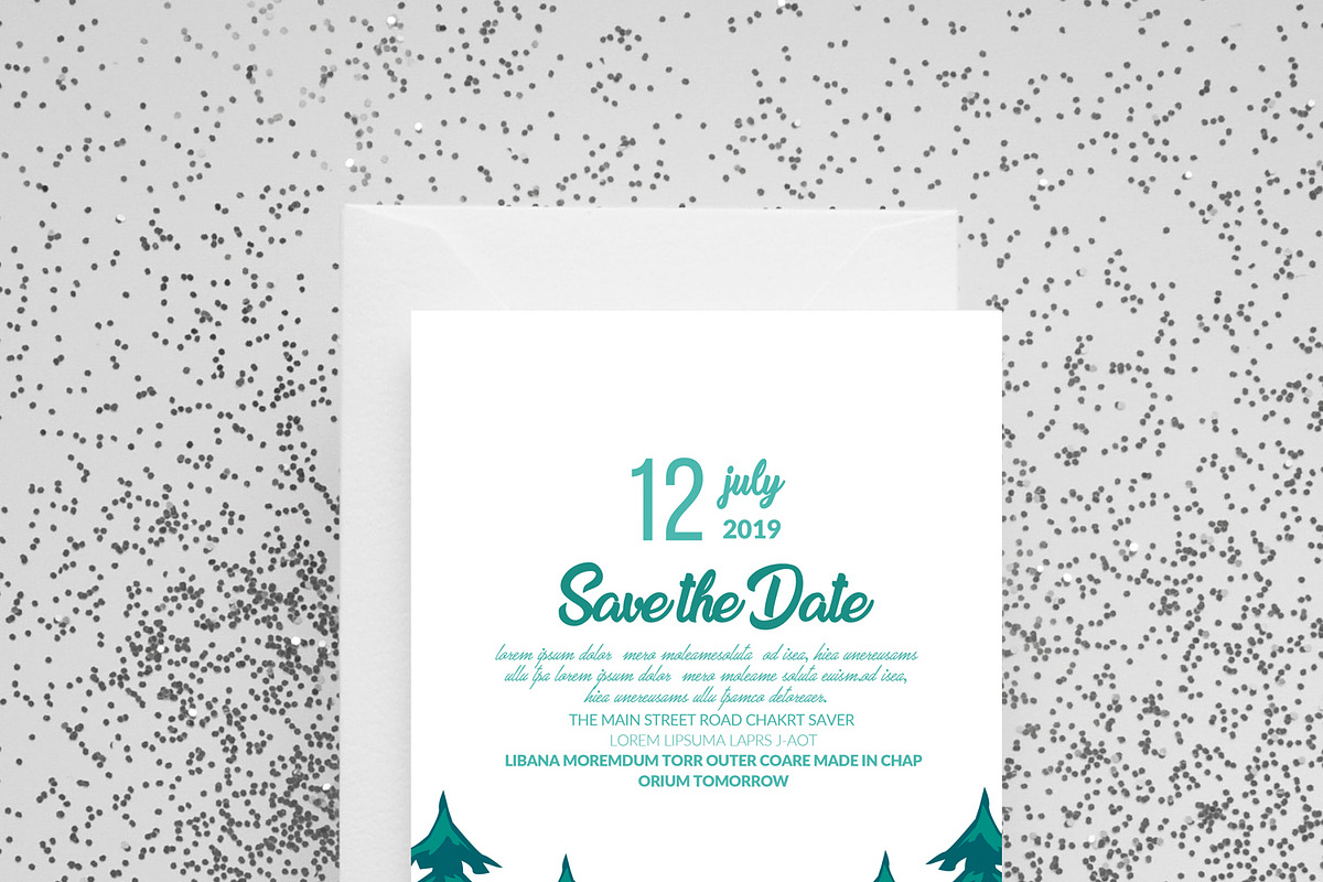 Green Save The Date Card invite Temp, an Invitation Template by Design Up (Photo 3 of 3)