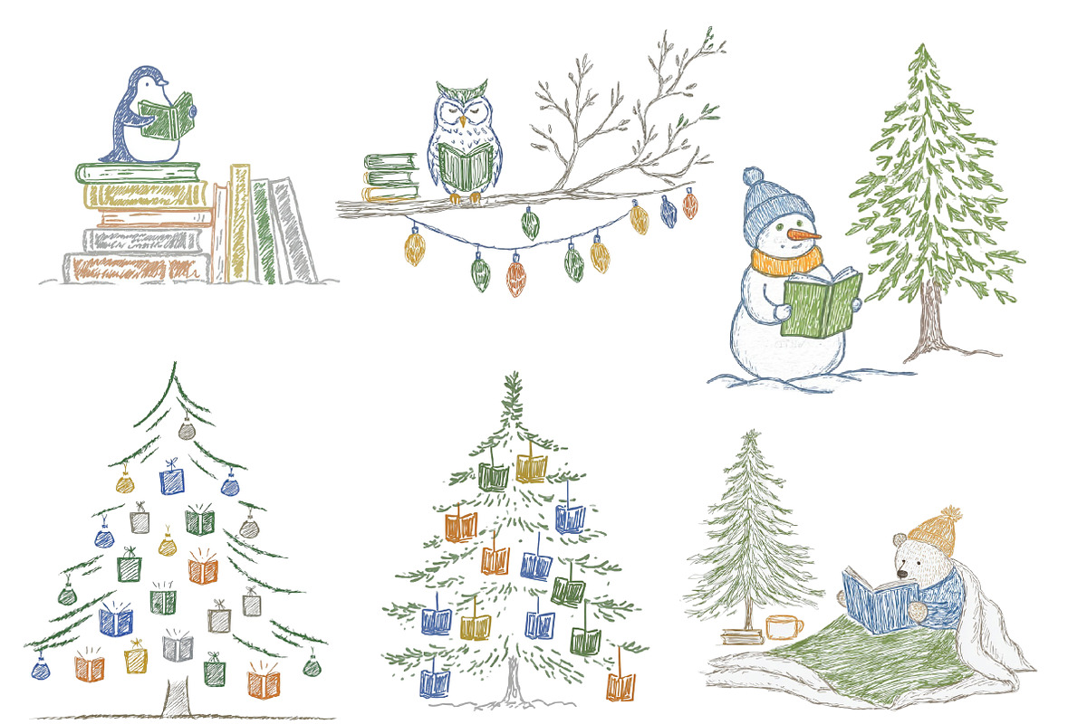 Doodle Christmas Reading Clipart, an Illustration by Designworld (Photo 2 of 4)