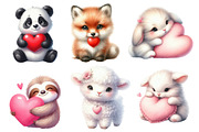 Valentine’s Day Cute Animals Clipart, an Illustration by Designworld (Thumbnail 3 of 5)