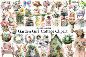 Garden Girl Cottage Clipart, an Illustration by Designworld
