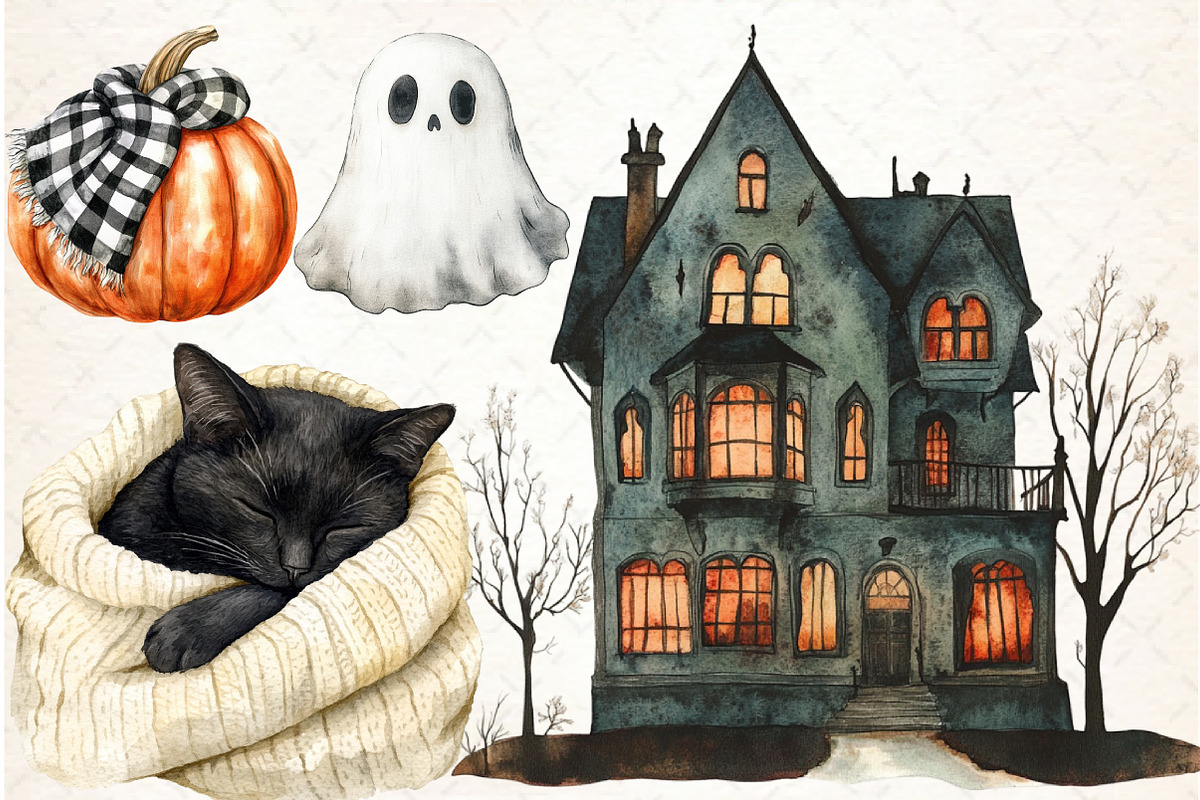 Creepy and Cozy Halloween Clipart, an Illustration by Libby Wishes (Photo 4 of 5)