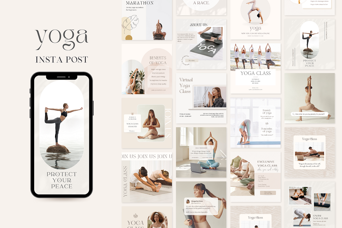 Yoga Instagram Template CANVA, a Social Media Template by ShopRShop