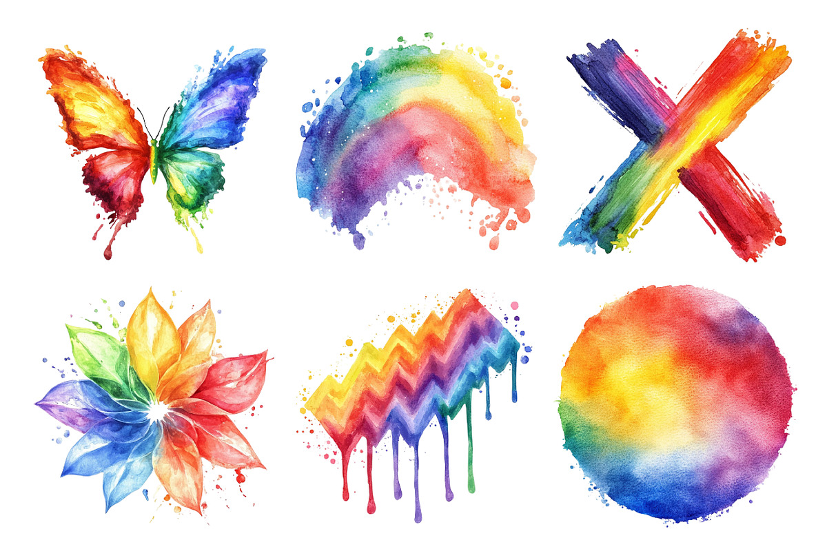 Rainbow Paint Splash Clipart, an Illustration by Daily.Designs (Photo 3 of 5)