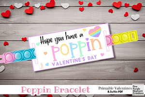 Kid Pop It Bracelet Fidget Valentine