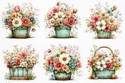 Spring Flower Basket Clipart, an Illustration by Craft Nest (Thumbnail 3 of 11)