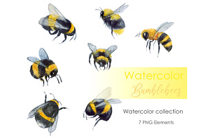 Watercolor Clipart Bumblebee Clipart