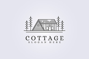 Logo Of Cabin Cottage Line Art Icon