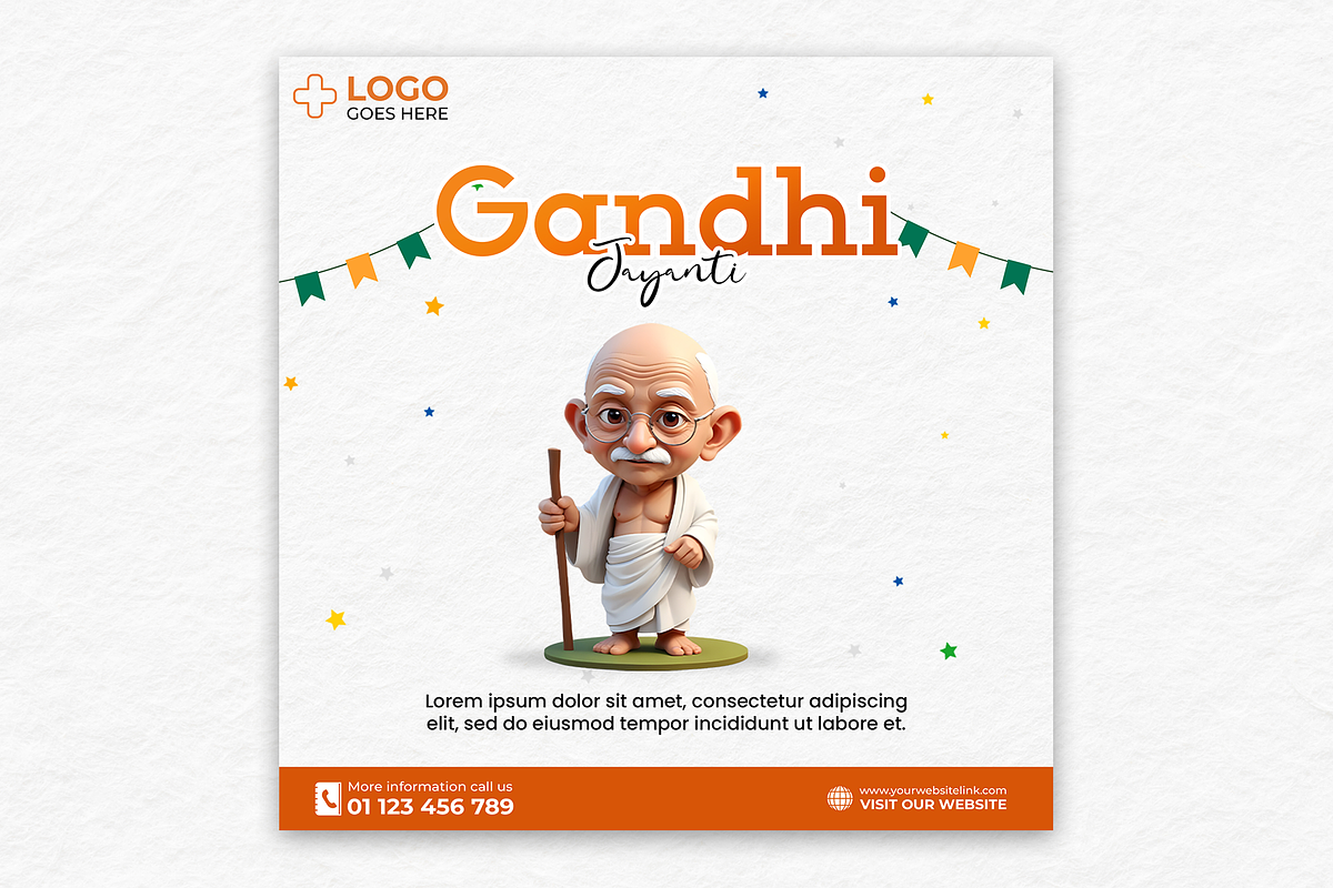 Gandhi Jayanti Post 3d, a Social Media Template by AyyazMomin (Photo 4 of 7)