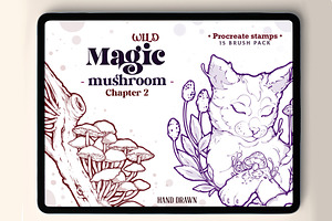 Magic Mushroom Procreate Stamp Brush, a Brush Add-On by TheDoodleSweets