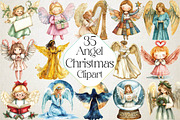 Christmas Angel Clipart, an Illustration by DreamPrint404 (Thumbnail 1 of 5)