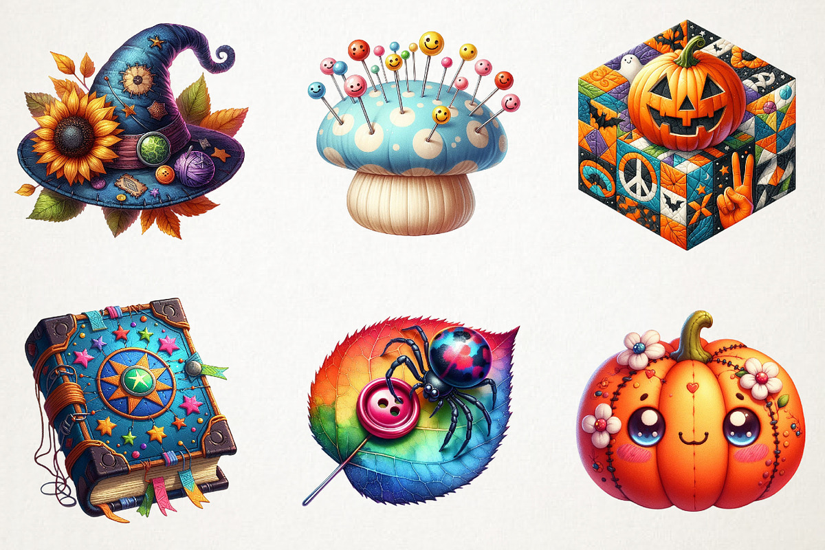 Groovy Halloween Sewing Clipart, an Illustration by RobertsArt (Photo 6 of 7)