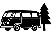 Camper Van and Pine Tree Silhouette, a Transportation Illustration by abu67222 (Thumbnail 4 of 13)