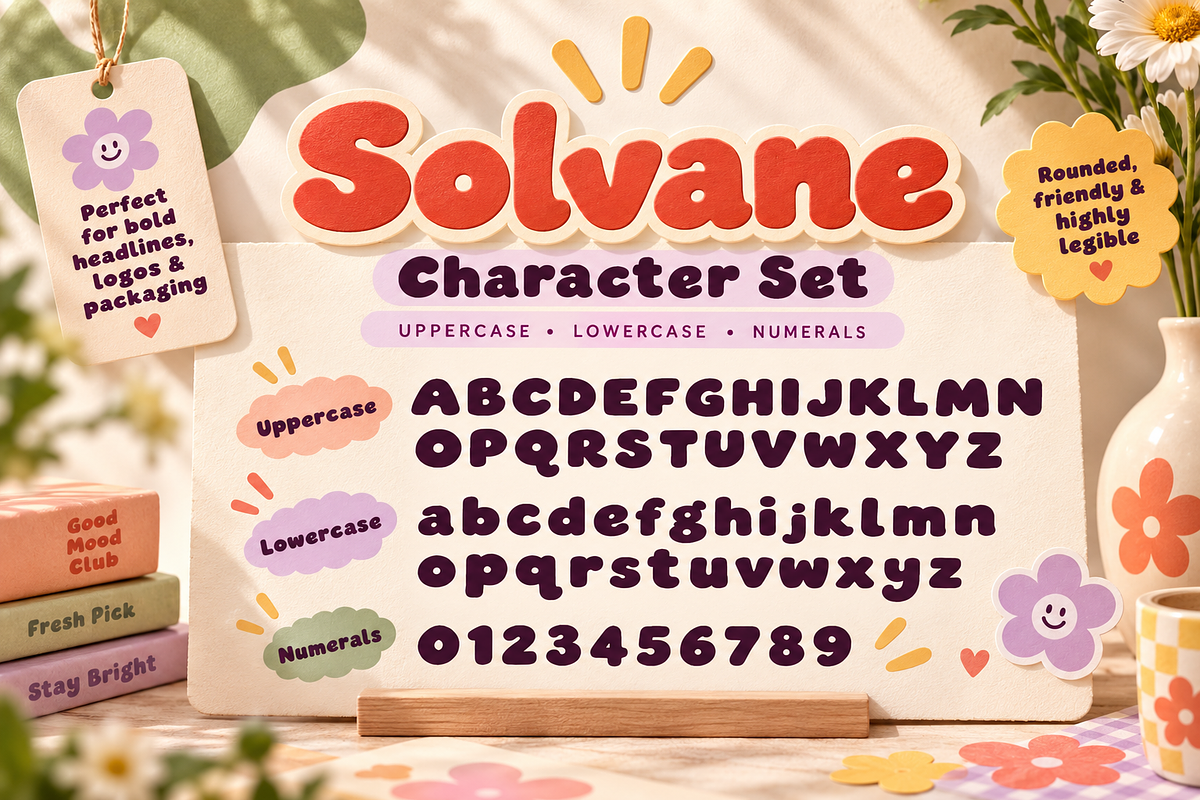 Solvane - Playful Bubble Font, a Sans Serif Font by Designertale (Photo 2 of 10)