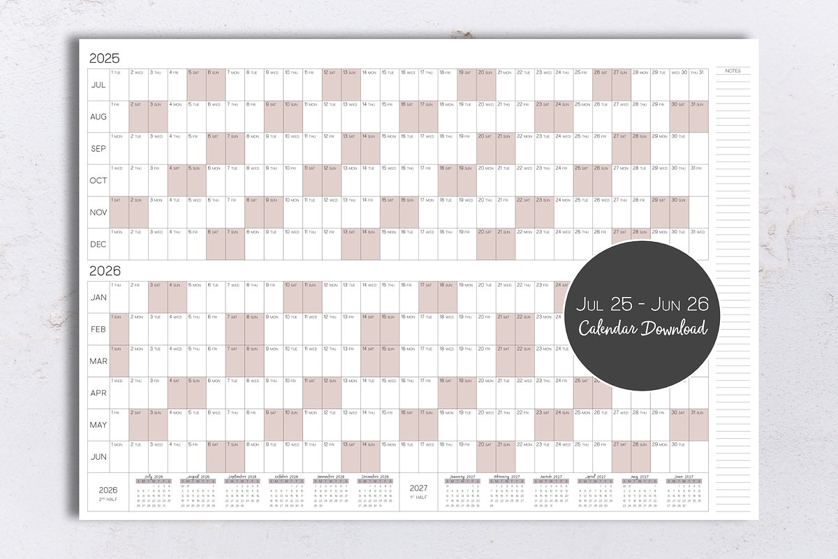 A0 Printable Wall Calendar 2025/2026, a Stationery Template by 3PointsCreative (Photo 1 of 8)