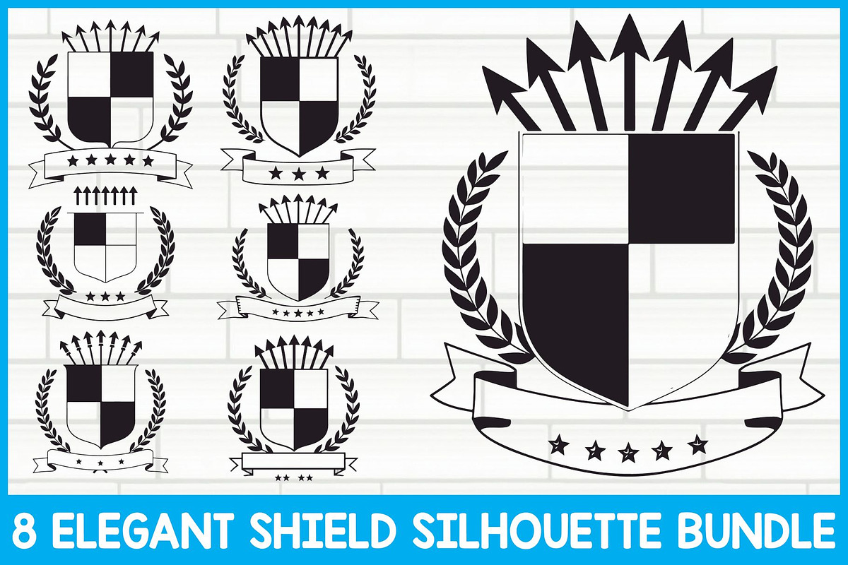 Shield Silhouette Vector Set, an Illustration by balal (Photo 1 of 9)