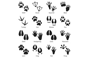 Animals footprints black silhouettes, an Animal Illustration by YummyBuum