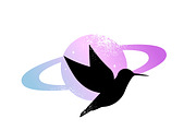 Celestial Saturn Birds Silhouettes, an Animal Illustration by PsychocheArt (Thumbnail 2 of 4)