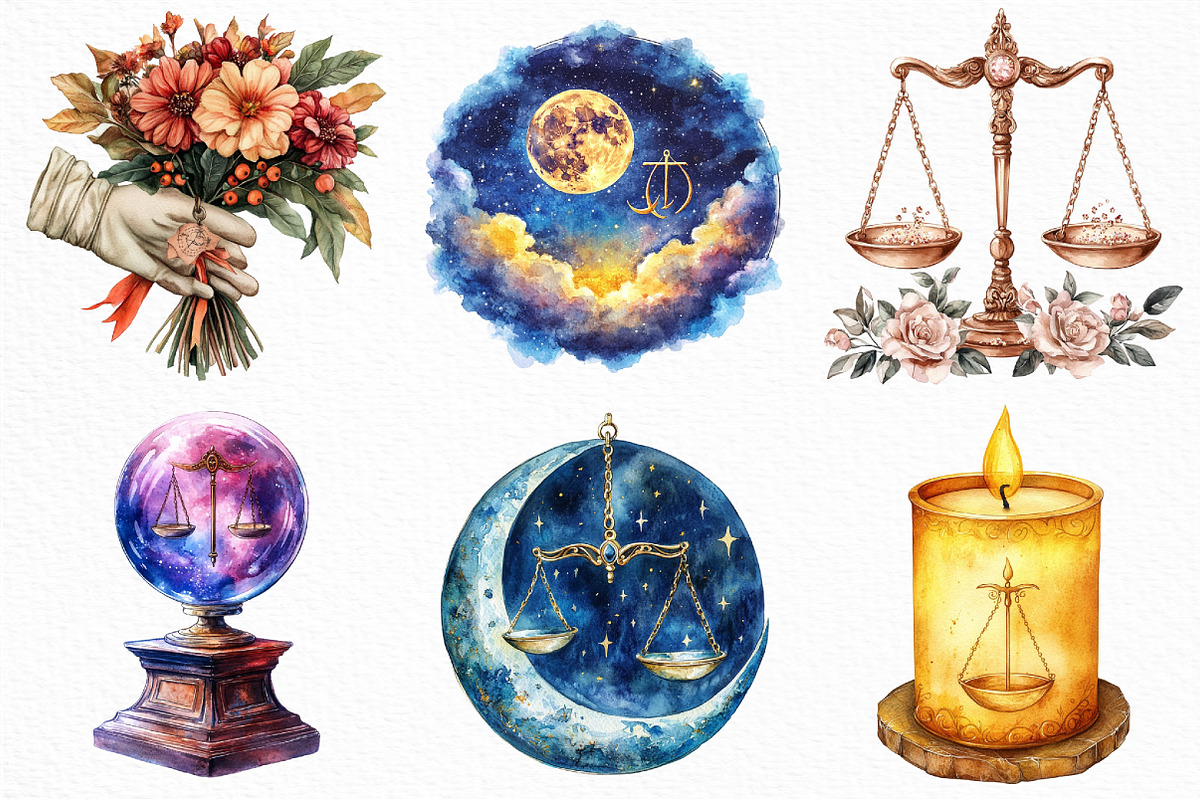 Watercolor Libra Season Clipart, an Illustration by Craft Nest (Photo 5 of 6)