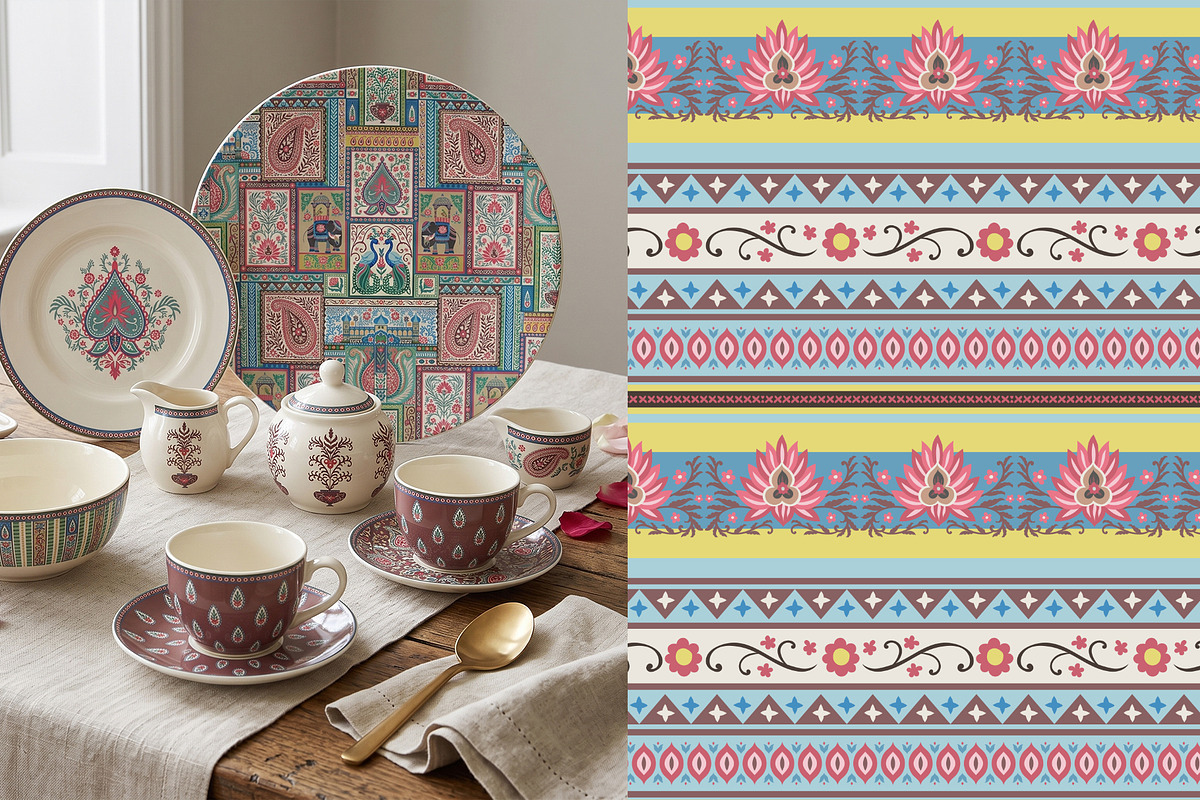 Vintage Paisley Block Print Patterns, a Pattern Graphic by Sonulkaster (Photo 7 of 10)