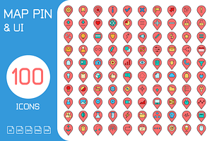 Map Pin and UI Location Marker Icons, an Icon by Designfour