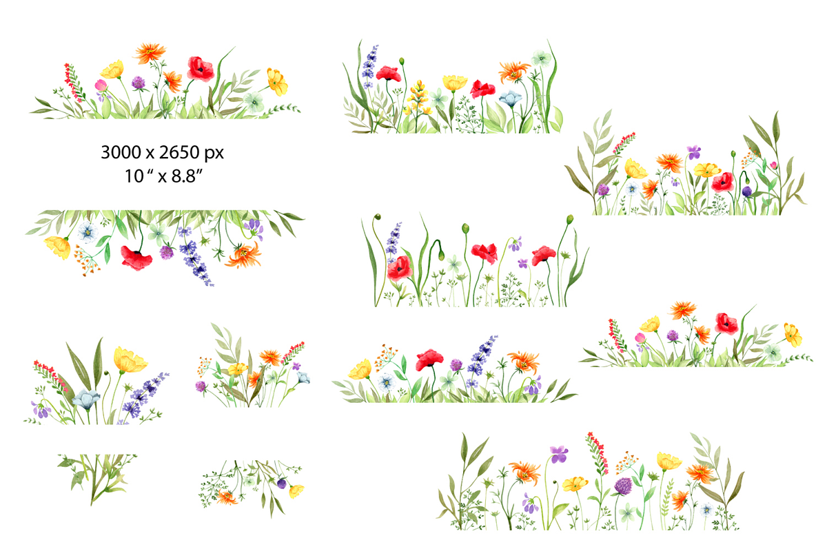 Watercolor Wildflowers clipart, a Decorative Illustration by Lemon design (Photo 5 of 21)