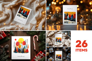 Christmas greeting card mockup