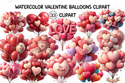 Watercolor Valentine Balloons Bundle, an Illustration by Creative Art (Thumbnail 1 of 10)